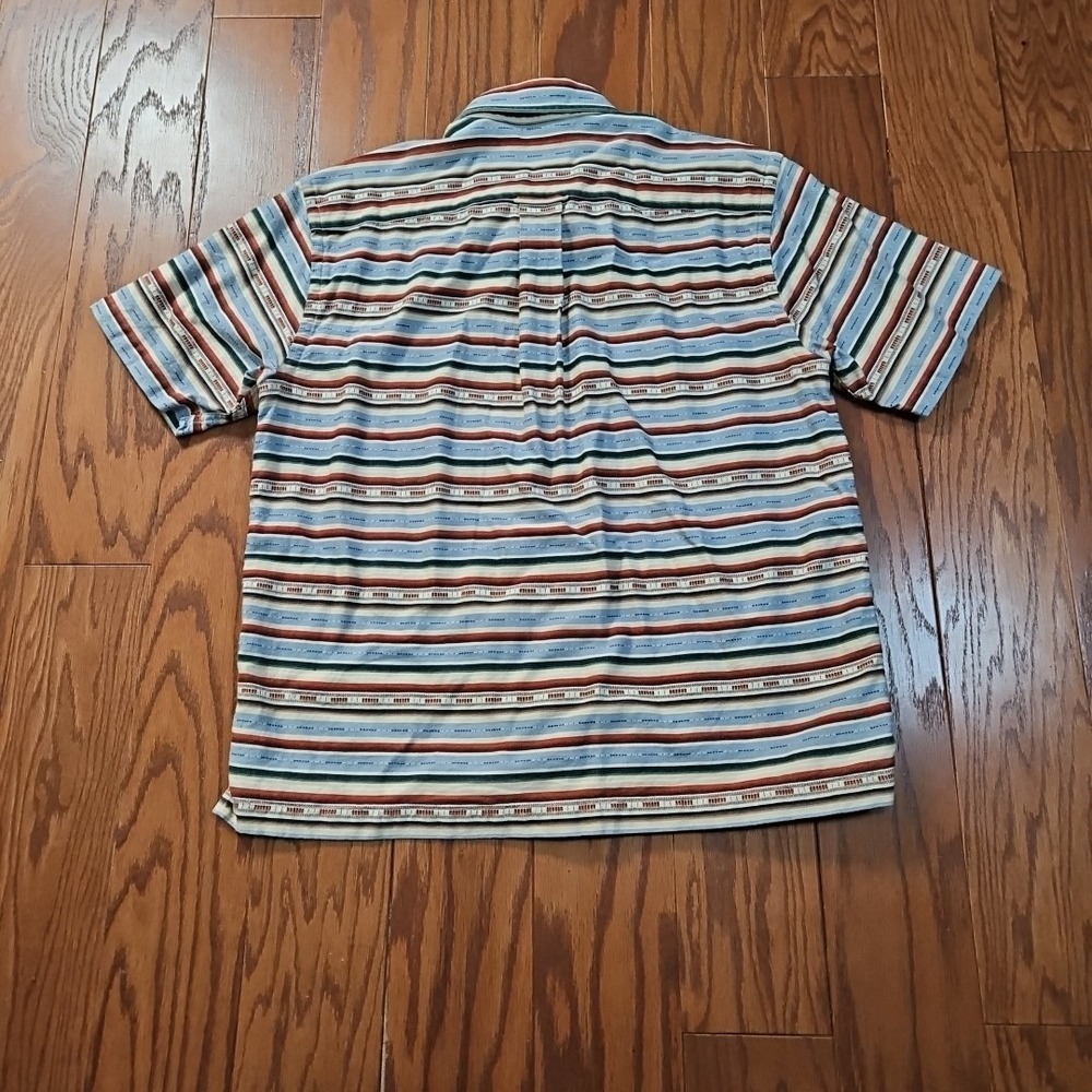 Vintage Orvis Button Up Shirt Mens Size Large Striped Blue Red Short Sleeve - Picture 7 of 7